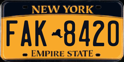 NY license plate FAK8420