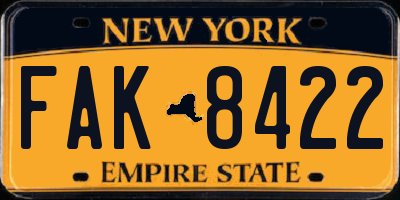 NY license plate FAK8422