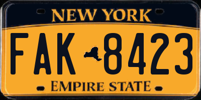 NY license plate FAK8423