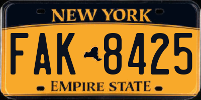 NY license plate FAK8425