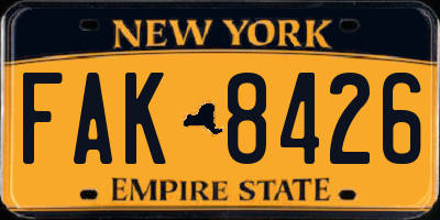 NY license plate FAK8426