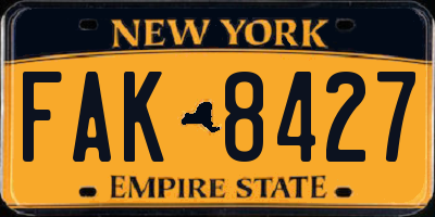 NY license plate FAK8427