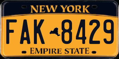 NY license plate FAK8429