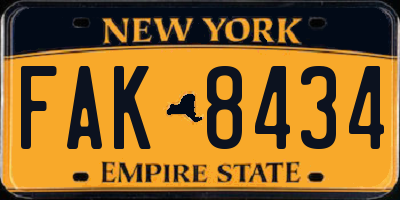 NY license plate FAK8434