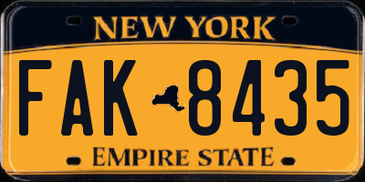 NY license plate FAK8435