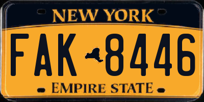 NY license plate FAK8446