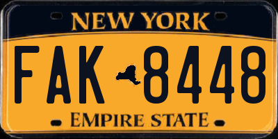 NY license plate FAK8448