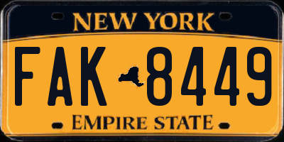 NY license plate FAK8449