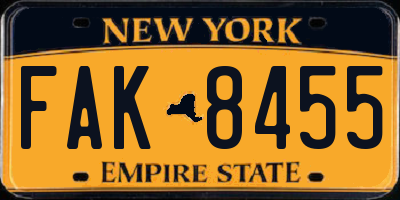 NY license plate FAK8455