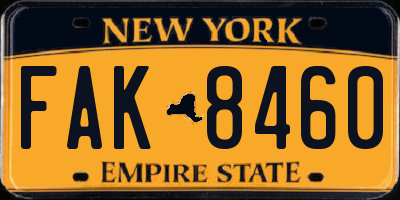 NY license plate FAK8460