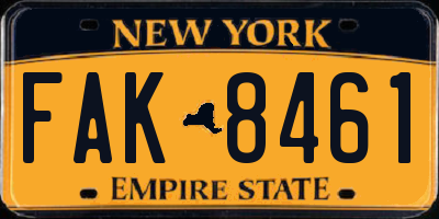 NY license plate FAK8461