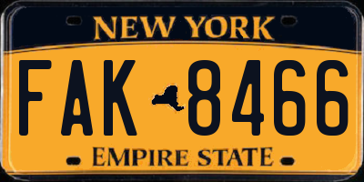 NY license plate FAK8466