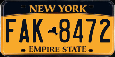 NY license plate FAK8472