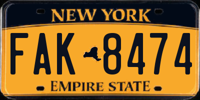 NY license plate FAK8474