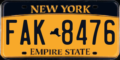 NY license plate FAK8476