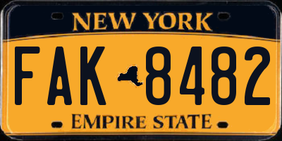 NY license plate FAK8482