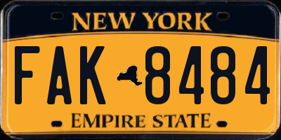 NY license plate FAK8484