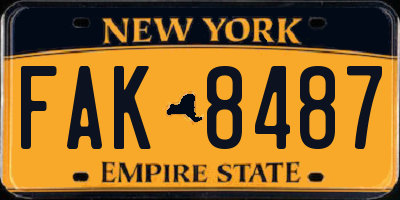 NY license plate FAK8487