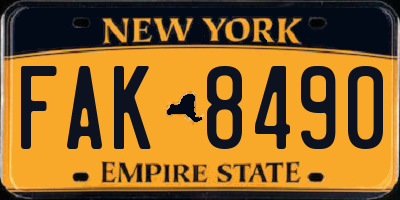 NY license plate FAK8490
