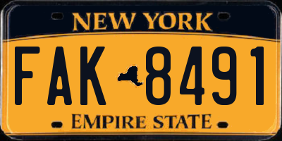 NY license plate FAK8491
