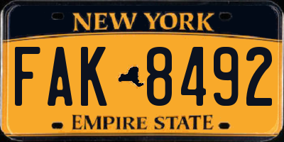 NY license plate FAK8492