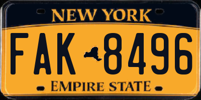 NY license plate FAK8496