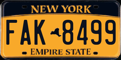 NY license plate FAK8499