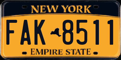 NY license plate FAK8511