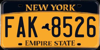 NY license plate FAK8526