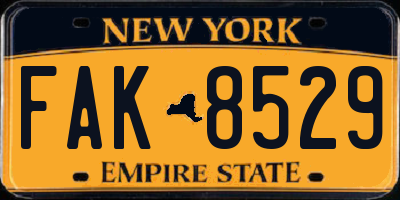 NY license plate FAK8529