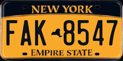NY license plate FAK8547
