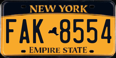 NY license plate FAK8554