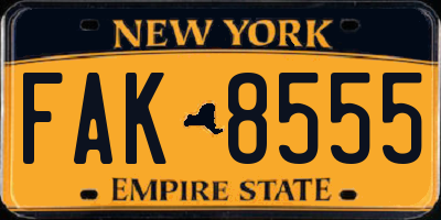 NY license plate FAK8555