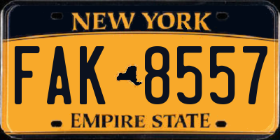 NY license plate FAK8557