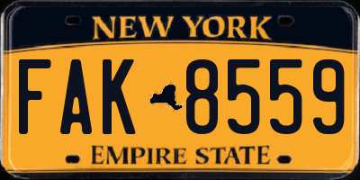 NY license plate FAK8559