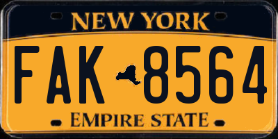 NY license plate FAK8564