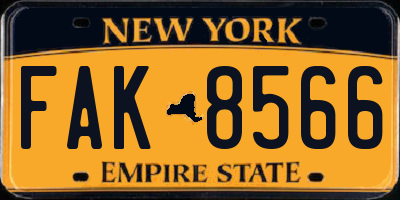 NY license plate FAK8566