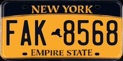 NY license plate FAK8568
