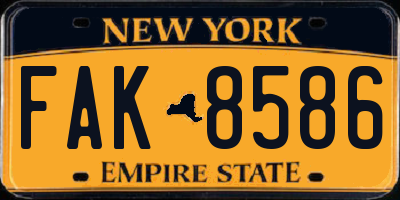 NY license plate FAK8586