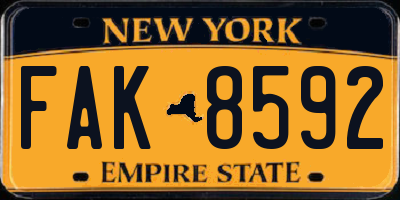 NY license plate FAK8592