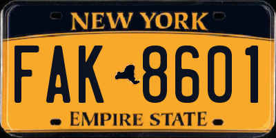 NY license plate FAK8601