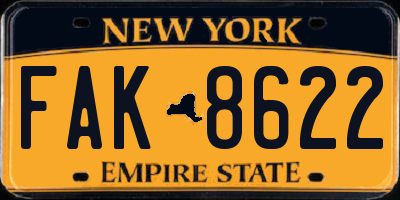 NY license plate FAK8622