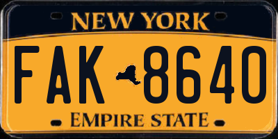 NY license plate FAK8640