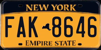 NY license plate FAK8646