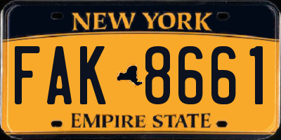 NY license plate FAK8661