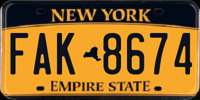 NY license plate FAK8674