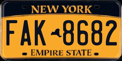 NY license plate FAK8682