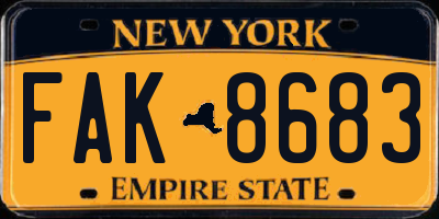 NY license plate FAK8683