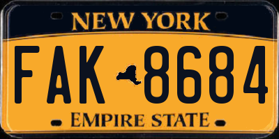 NY license plate FAK8684