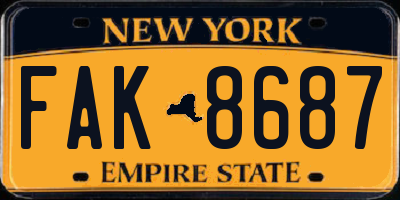 NY license plate FAK8687